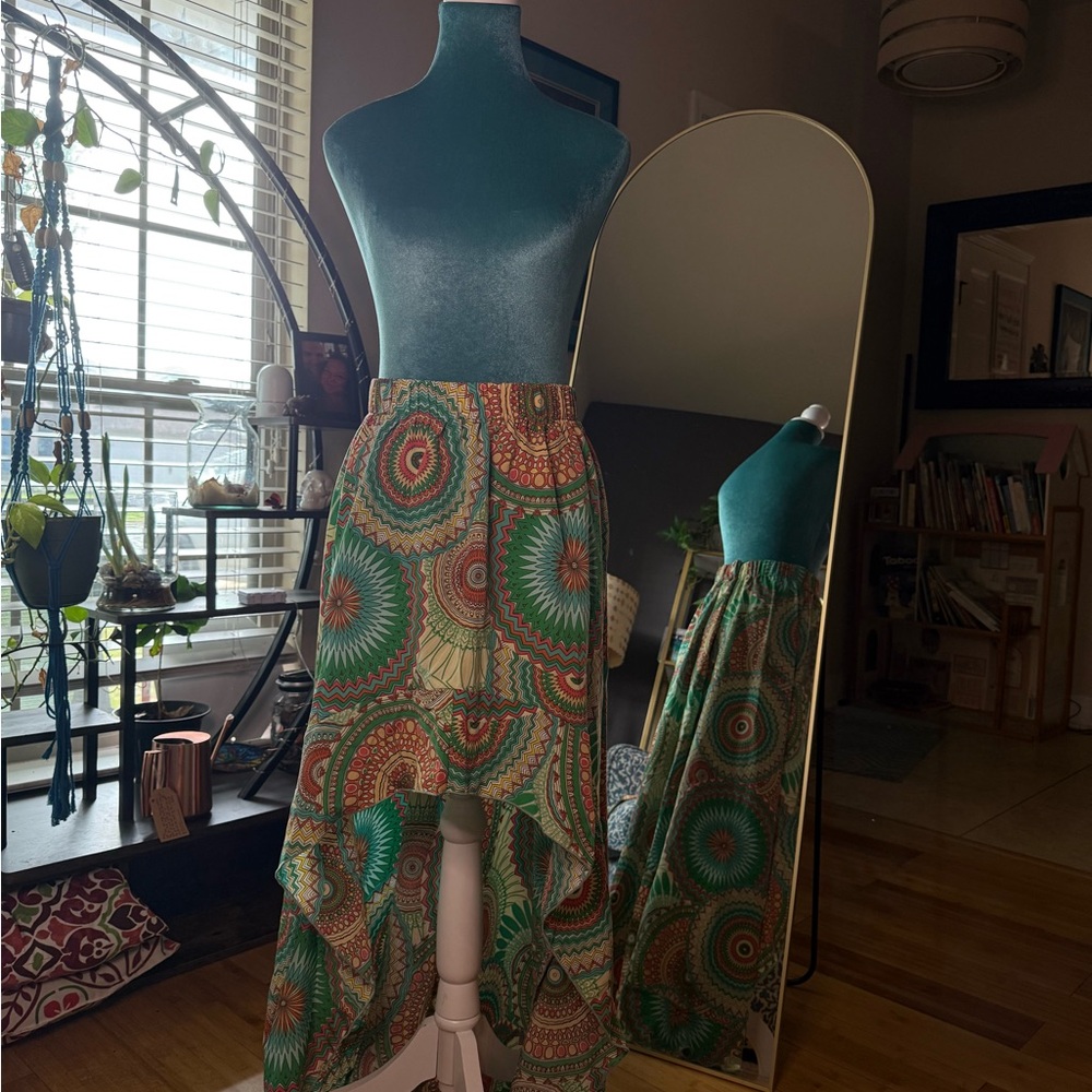 Boho Mandala Print High-Low Skirt XL